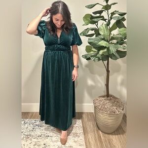 Dark Green Velvet Dress